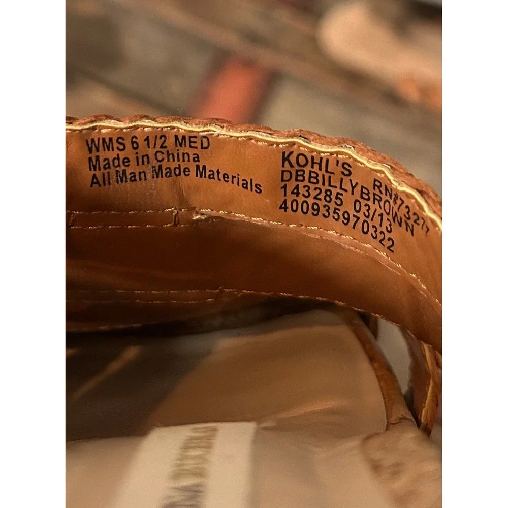 Dana Buchman DB Billy Brown Woven Wedge Sandals Cork Heel Slides Womens 6.5